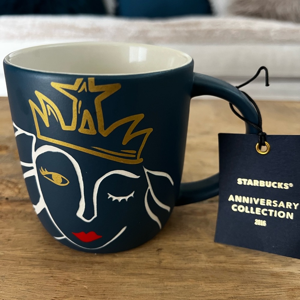 Starbucks 2016 Anniversary Collection. Artistic Mug with Gold and Blue Accents